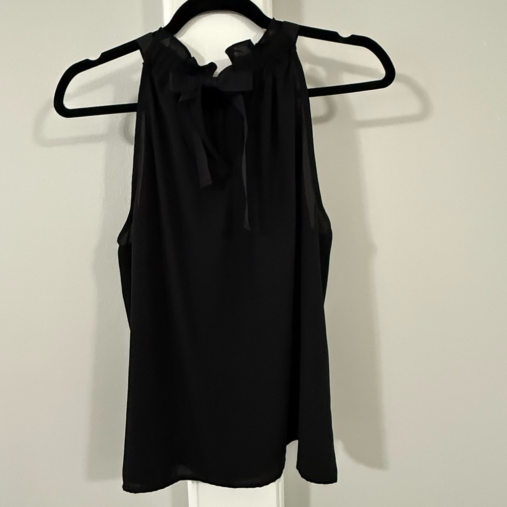 Vince Camuto Black Ruffled Tie Back Sleeveless Halter Top